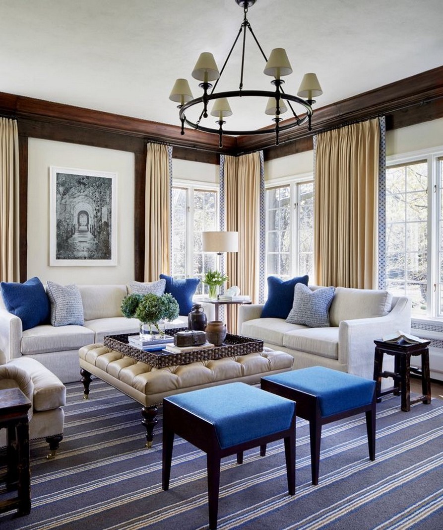 33 Stunning Navy Blue Living Room Decor With Glam Navy Blue Tufted Settee And Grey 2 Home