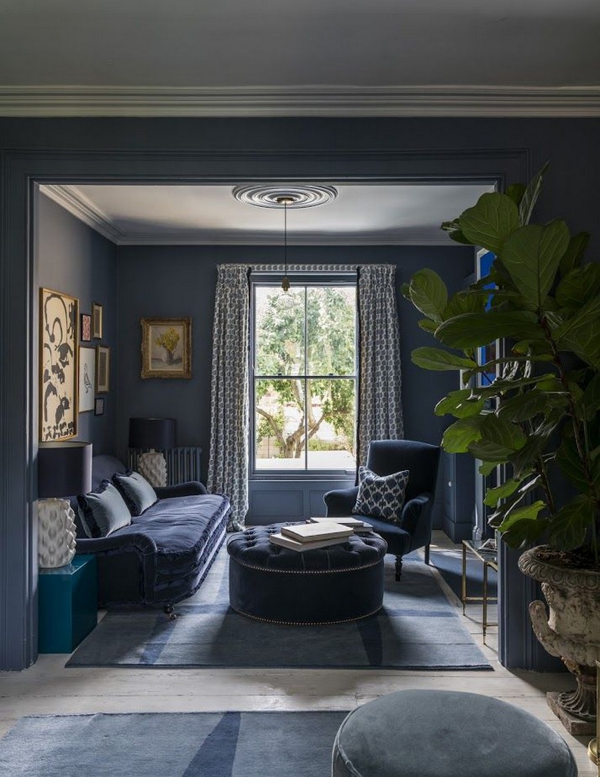 33 Stunning Navy Blue Living Room Decor With Glam Navy Blue Tufted